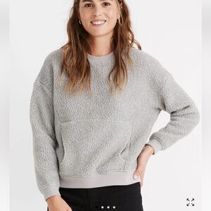NWT Madewell Polartec Fleece Crewneck Sweatshirt color hthr Antique Gray size M